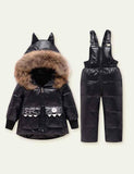 Solid Color Glossy down Jacket Suit - Bebehanna