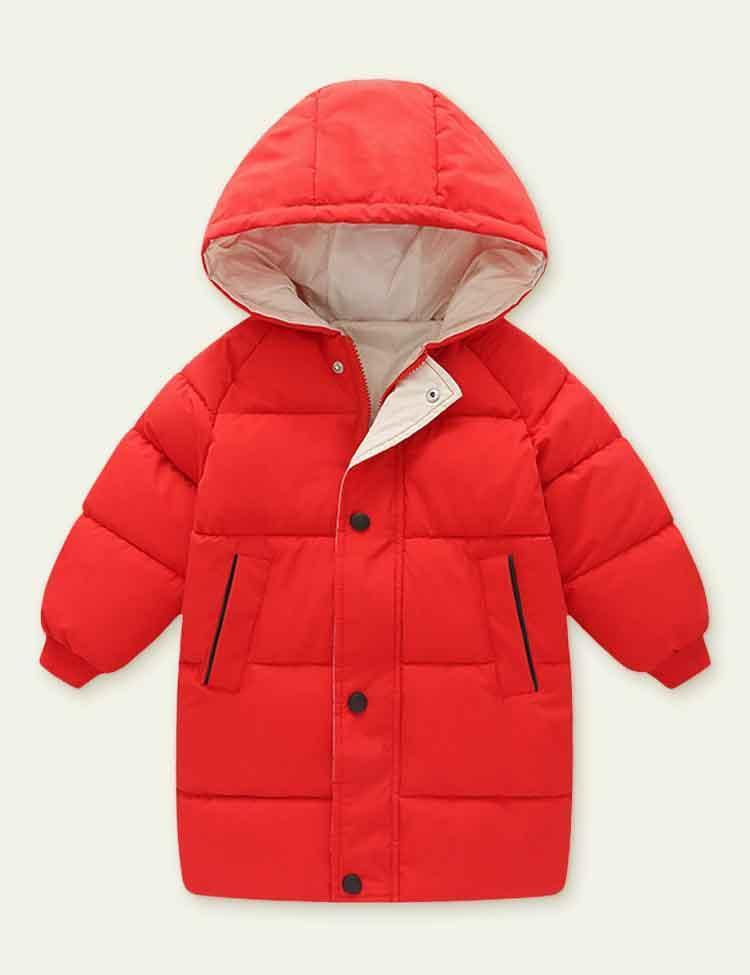 Solid Color Mid-Length down Jacket - Bebehanna