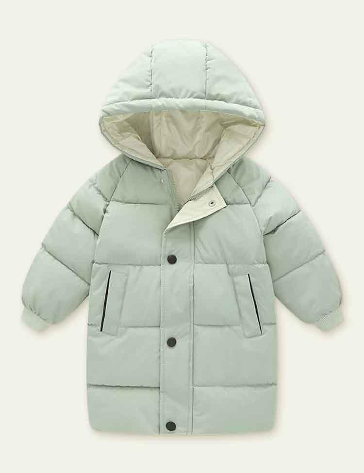Solid Color Mid-Length down Jacket - Bebehanna