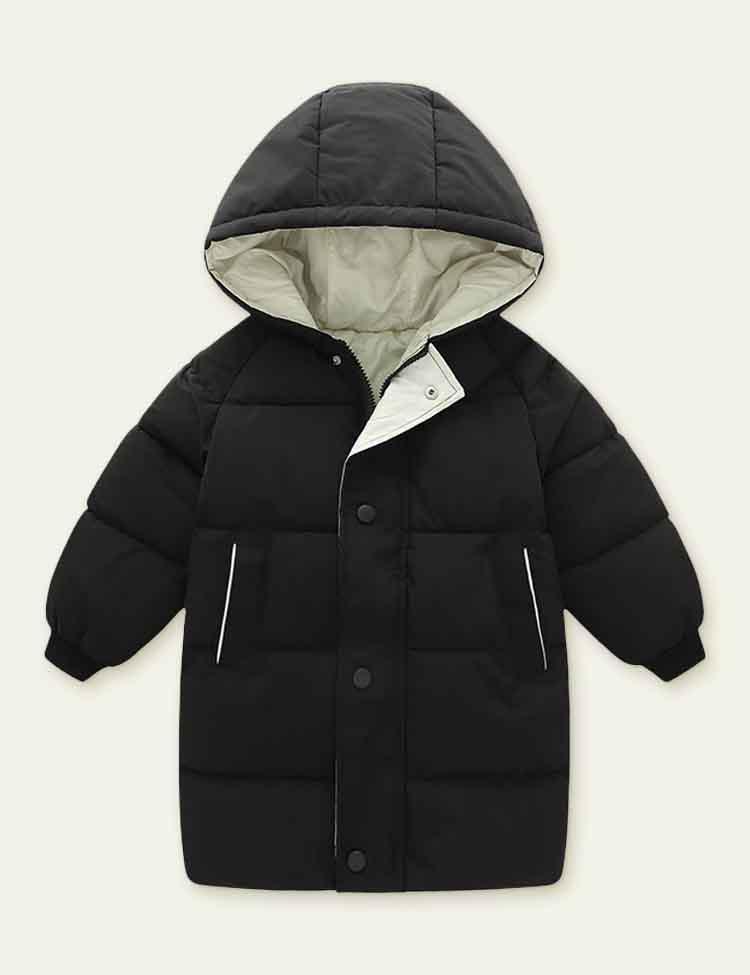 Solid Color Mid-Length down Jacket - Bebehanna