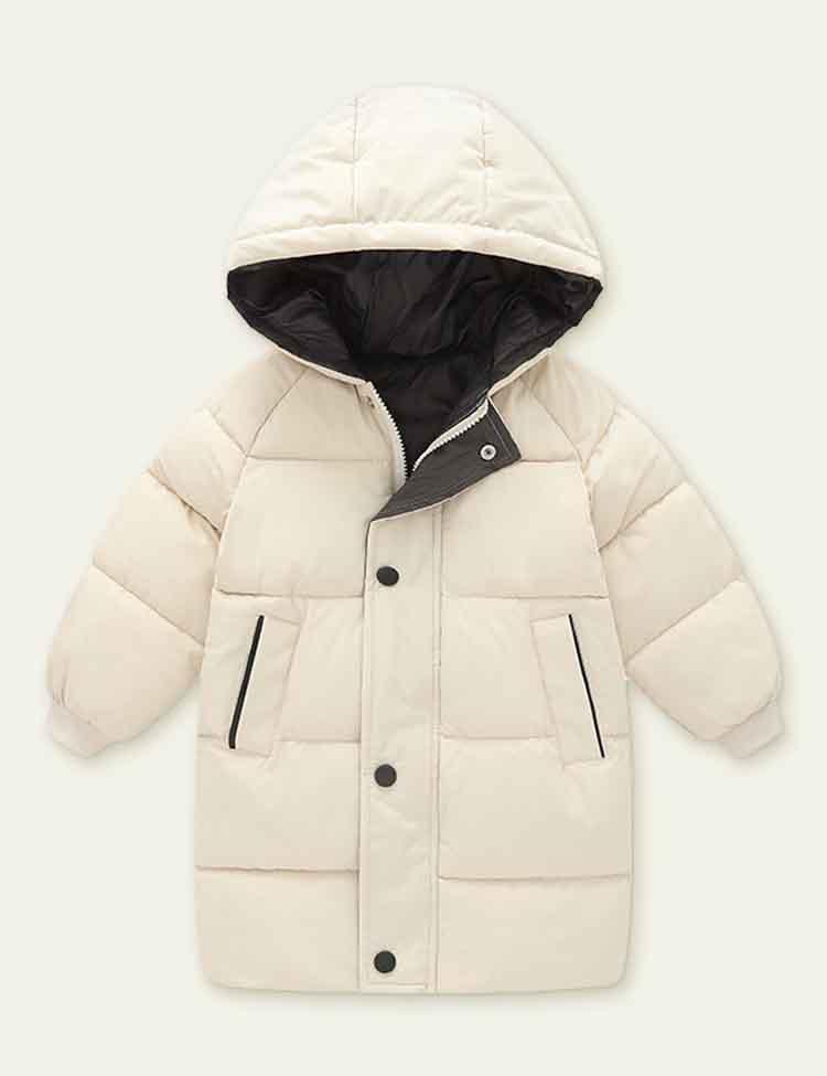 Solid Color Mid-Length down Jacket - Bebehanna