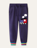 Train Appliqué Rainbow Sweatpants - Bebehanna