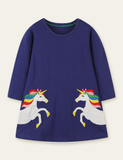 Unicorn Appliqué Embroidered Dress - Bebehanna