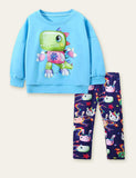 Unicorn Dinosaur Printed Sweatshirt Set