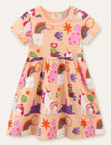 Unicorn Rainbow Printed Dress - Bebehanna