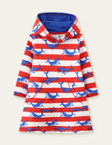Whale Printed Striped Hooded Dress - Bebehanna